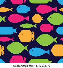 Cute fish.  Kids background. Seamless pattern.