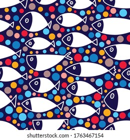 Cute fish. Kids background. Seamless pattern. Can be used in textile industry, paper, background, scrapbooking.