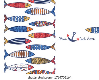 Cute fish.  Kids background. Seamless pattern. Can be used in textile industry, paper, background, scrapbooking.