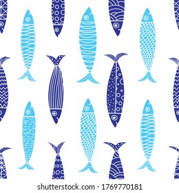 Cute fish.  Kids background. Seamless pattern. Can be used in textile industry, paper, background, scrapbooking.