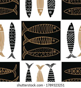 Cute fish.  Kids background. Seamless pattern. Can be used in textile industry, paper, background, scrapbooking.