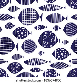 Cute fish. Kids background. Seamless pattern. Can be used in textile industry, paper, background, scrapbooking.