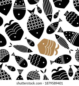 Cute fish. Kids background. Seamless pattern. Can be used in textile industry, paper, background, scrapbooking.