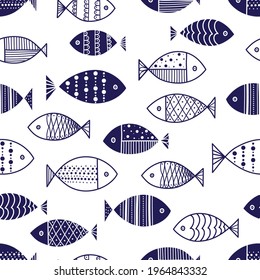 Cute fish. Kids background. Seamless pattern. Can be used in textile industry, paper, background, scrapbooking.