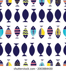 Cute fish. Kids background. Seamless pattern. Can be used in textile industry, paper, background, scrapbooking.