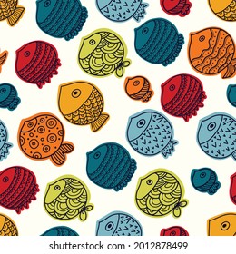 Cute fish. Kids background. Seamless pattern. Can be used in textile industry, paper, background, scrapbooking.