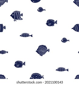 Cute fish. Kids background. Seamless pattern. Can be used in textile industry, paper, background, scrapbooking.