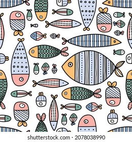 Cute fish. Kids background. Seamless pattern. Can be used in textile industry, paper, background, scrapbooking.
