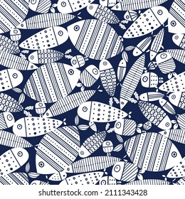 Cute fish. Kids background. Seamless pattern. Can be used in textile industry, paper, background, scrapbooking.
