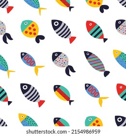 Cute fish. Kids background. Seamless pattern. Can be used in textile industry, paper, background, scrapbooking.