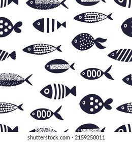 Cute fish. Kids background. Seamless pattern. Can be used in textile industry, paper, background, scrapbooking.