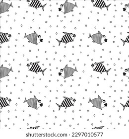 Cute fish. Kids lbackground. Seamless pattern. Can be used in textile industry, paper, background, scrapbooking.