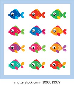 cute fish with kissing lips vector