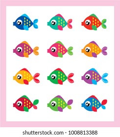 cute fish with kissing lips vector