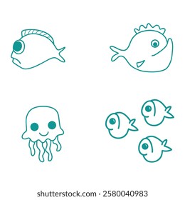 cute fish logo is a colorful and cheerful representation of undersea life	
