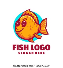 cute fish logo design vector