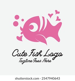 Logo de pez lindo en rosa
