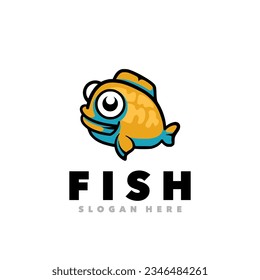 Cute fish mascot logo design