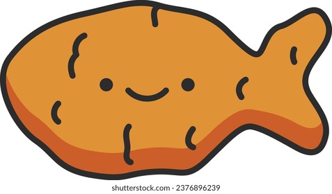 Cute fish nugget icon in flat style. Vector illustration.