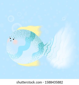 cute fish on a blue background