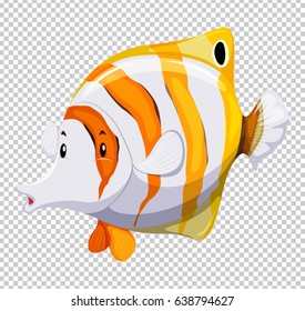 Cute fish on transparent background illustration