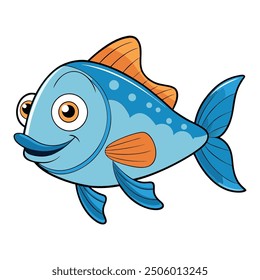 cute fish on white background. animal cartoon vector illustration