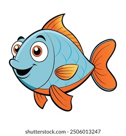 cute fish on white background. animal cartoon vector illustration