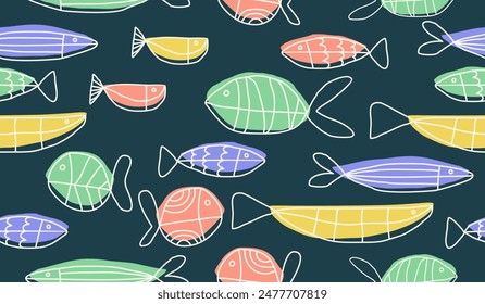 Cute fish pattern background vector design