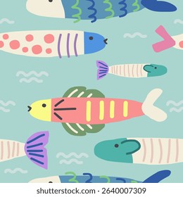 Cute fish pattern background vector design