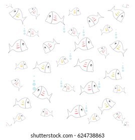 Cute fish pattern vector illustration 
