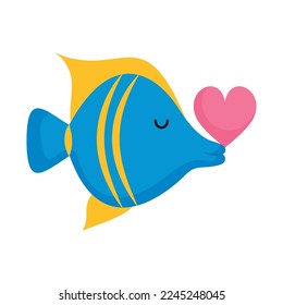 cute fish with pink heart
