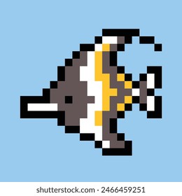 Cute fish pixel art illustrations vector
