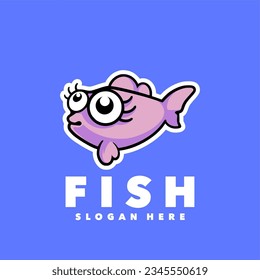 Cute fish pretty logo design