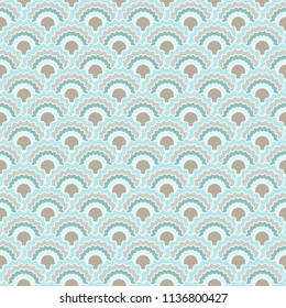 Cute fish scales squama background, vector seamless fabric pattern, tiled textile print. Typical japanese squama scales seamless arc tiles structure. Mermaid skin pattern.
