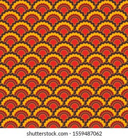 Cute fish scales squama background, vector seamless fabric pattern, tiled textile print. Classic chinese squama scales seamless arc tiles graphics. Reptile skin pattern.