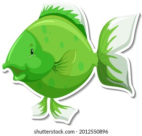 Cute fish sea animal cartoon sticker illustration