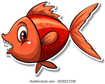 Cute fish sea animal cartoon sticker illustration
