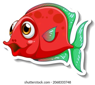 Cute fish sea animal cartoon sticker illustration