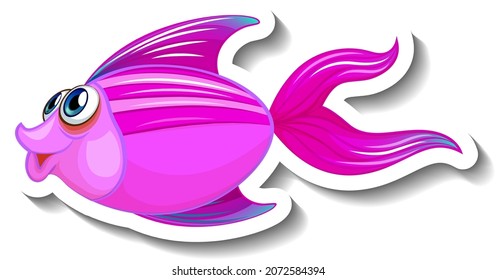 Cute fish sea animal cartoon sticker illustration