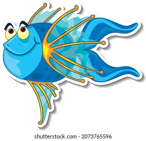 Cute fish sea animal cartoon sticker illustration