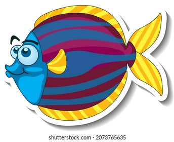 Cute fish sea animal cartoon sticker illustration