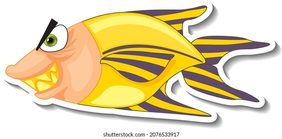 Cute fish sea animal cartoon sticker illustration