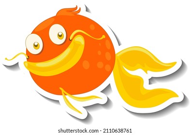 Cute fish sea animal cartoon sticker illustration