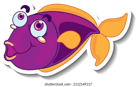 Cute fish sea animal cartoon sticker illustration