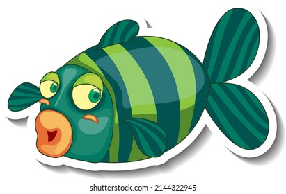 Cute fish sea animal cartoon sticker illustration