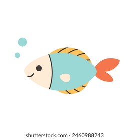 Cute fish. Sea animal. Ocean fauna. Vector illustration in flat style