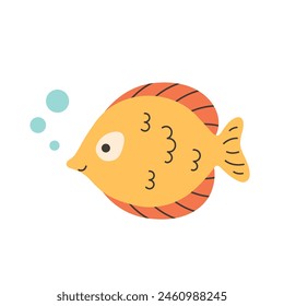 Cute fish. Sea animal. Ocean fauna. Vector illustration in flat style