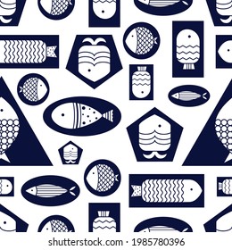 Cute fish. Sea background. Seamless pattern. Can be used in textile industry, paper, background, scrapbooking.