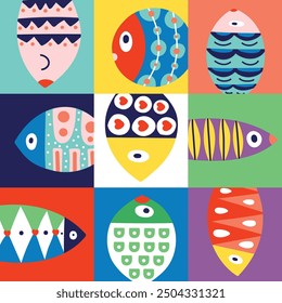 Cute fish. Sea background. Seamless pattern. Can be used in textile industry, paper, background, scrapbooking.