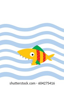 cute fish in the sea vector